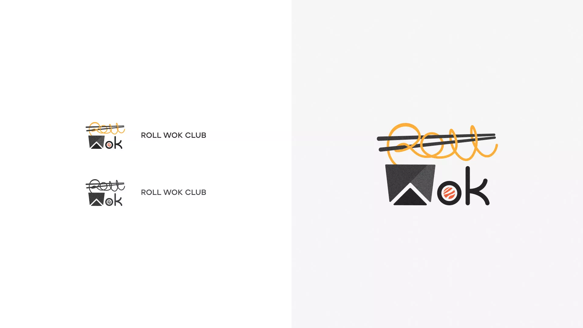Разработка логотипа суши-бара «Roll Wok Club» в Кировске