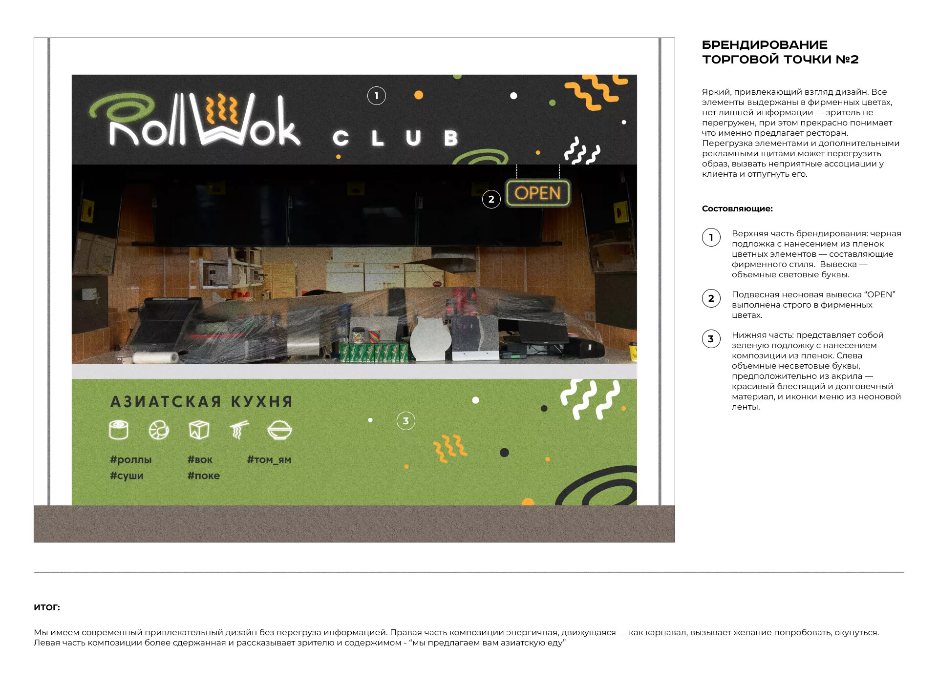 Брендирование торговых точек суши-бара «Roll Wok Club» в Кировске